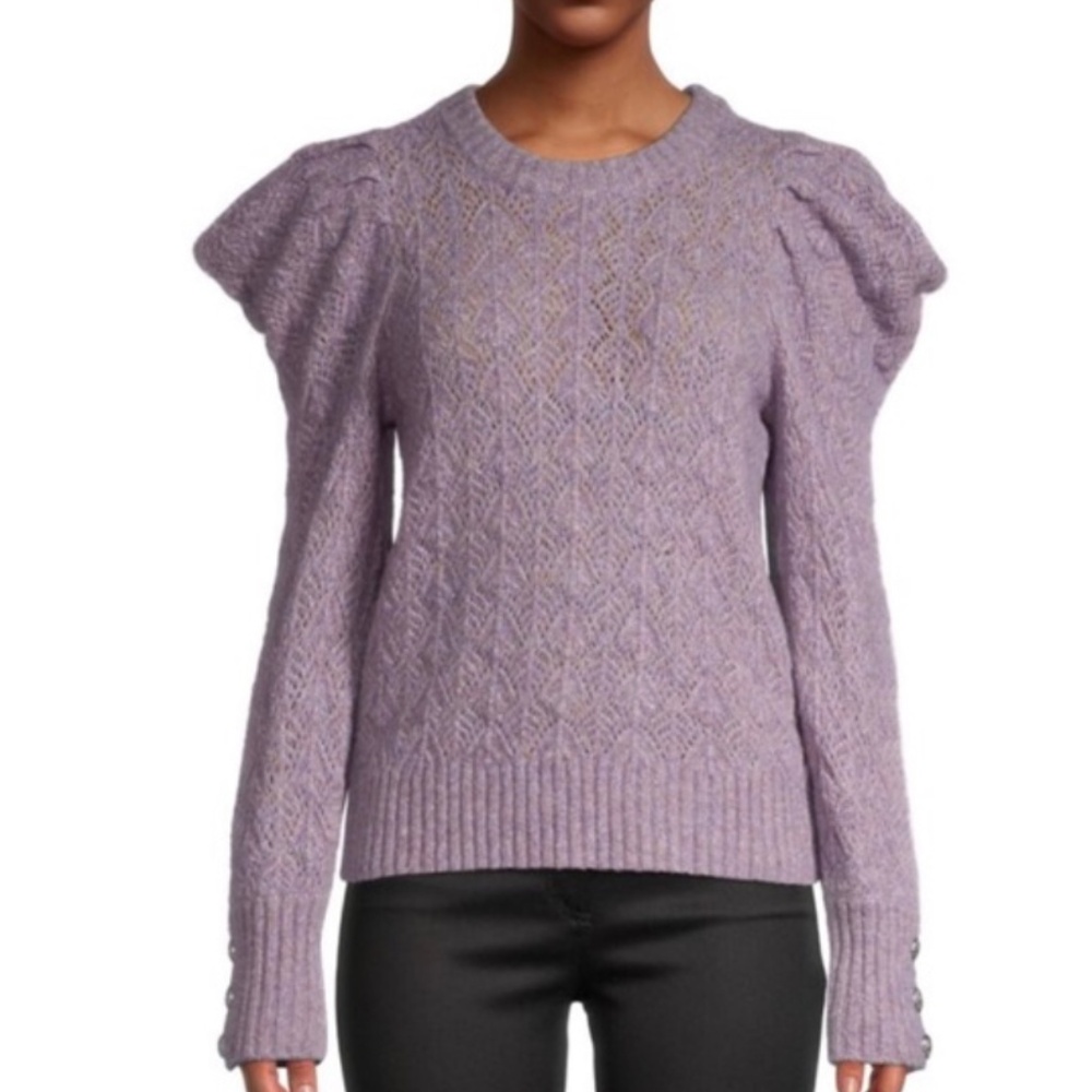 Veronica Beard Novah Pointelle Purple Sweater